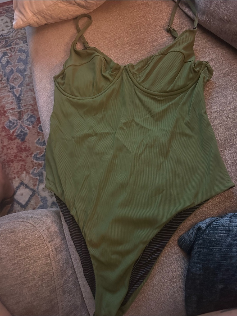acacia swimwear Olive Ribbed Underwire One-Piece